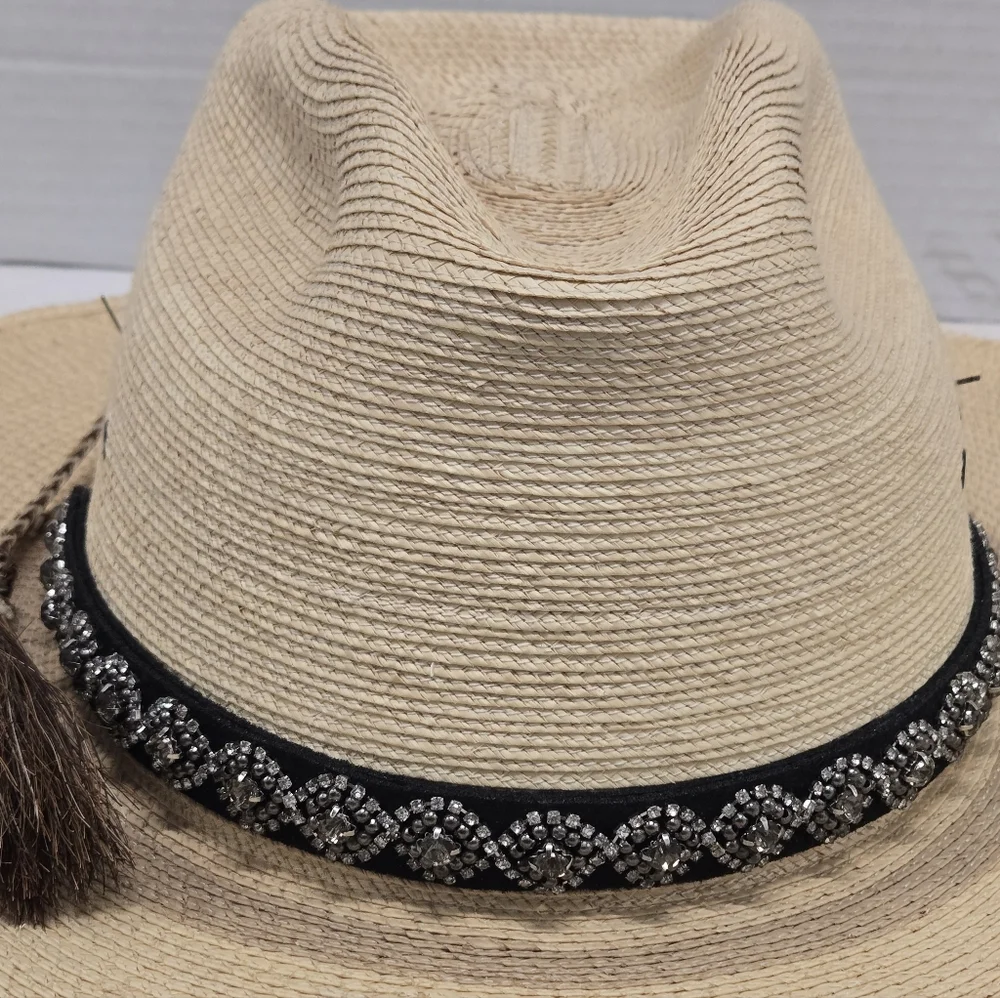 Sun Body Hat Houston Texas Handcrafted Palm Straw Havana Hat 7 1/8‎ ( 57 )